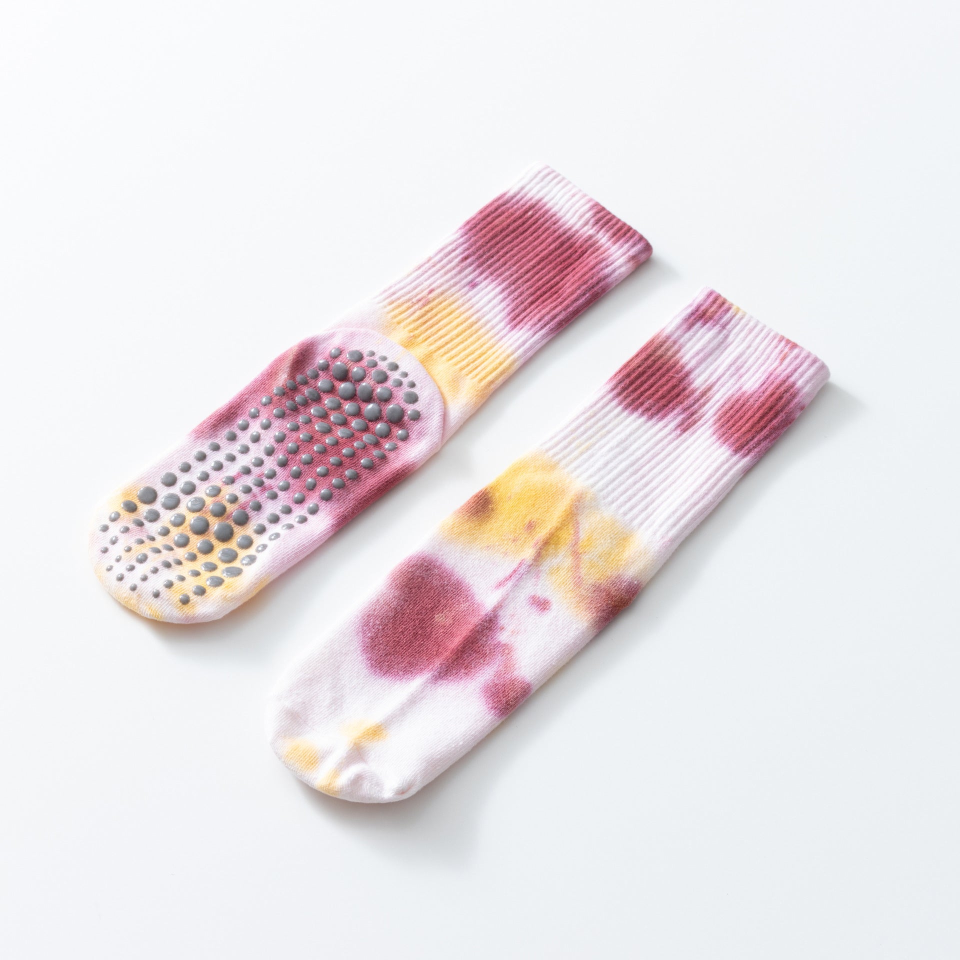 Yogcsde | Women’s Printed Cotton Yoga Calf Socks – Full-Length Contrast Design for Indoor Fitness & Pilates