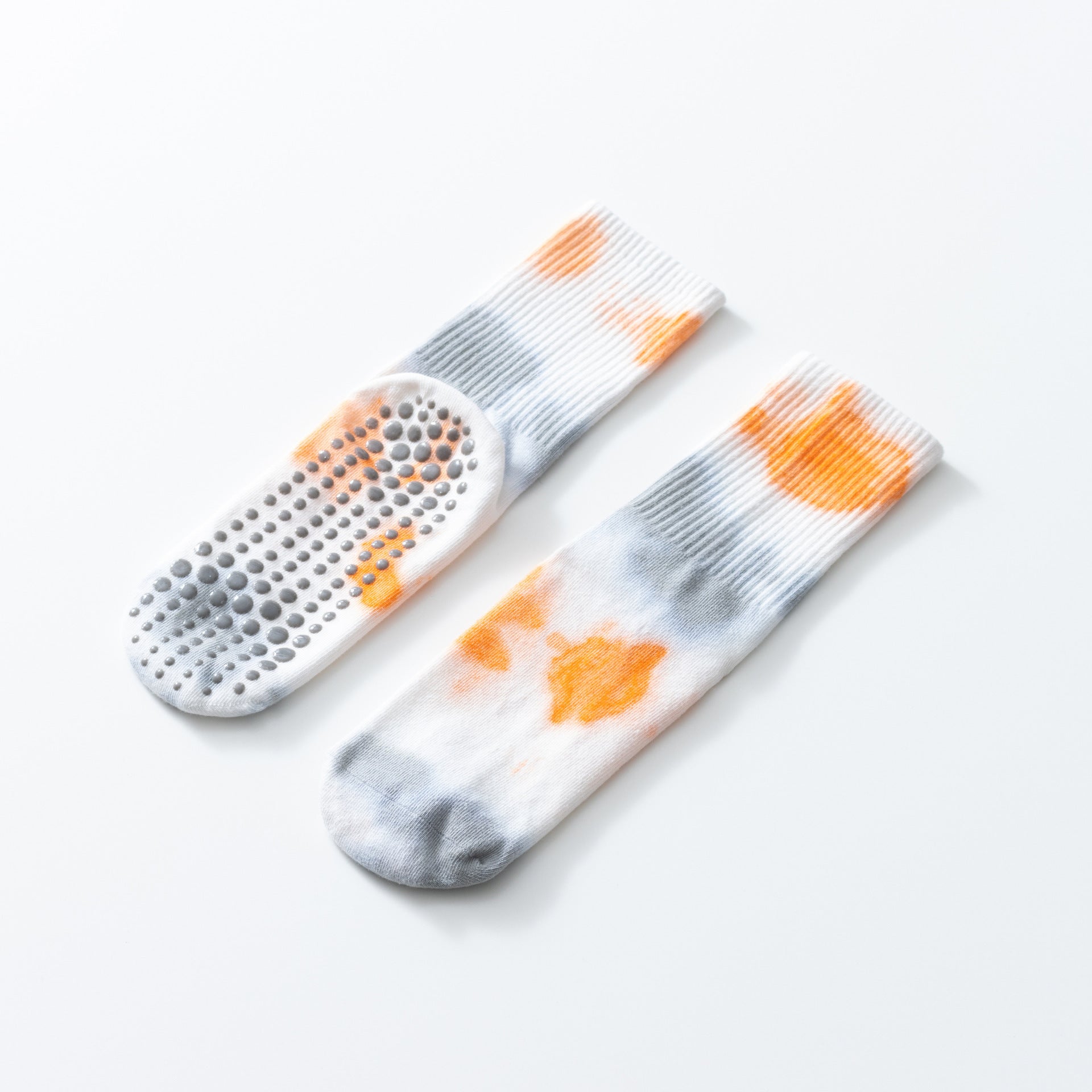 Yogcsde | Women’s Printed Cotton Yoga Calf Socks – Full-Length Contrast Design for Indoor Fitness & Pilates