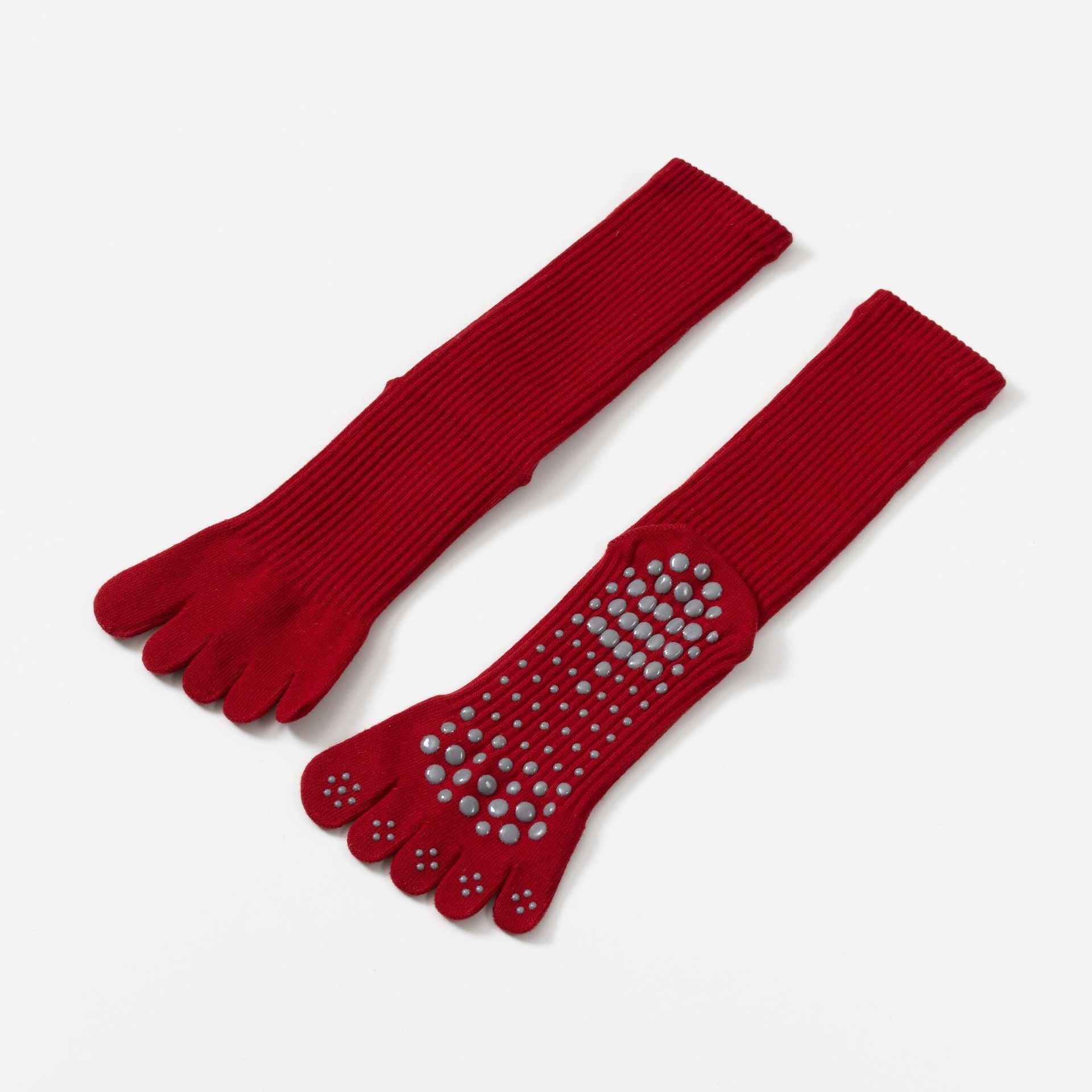 Yogcsde | Women's Zodiac Five-Toe Yoga Calf Socks, Non-Slip Red Pilates Socks for Good Luck