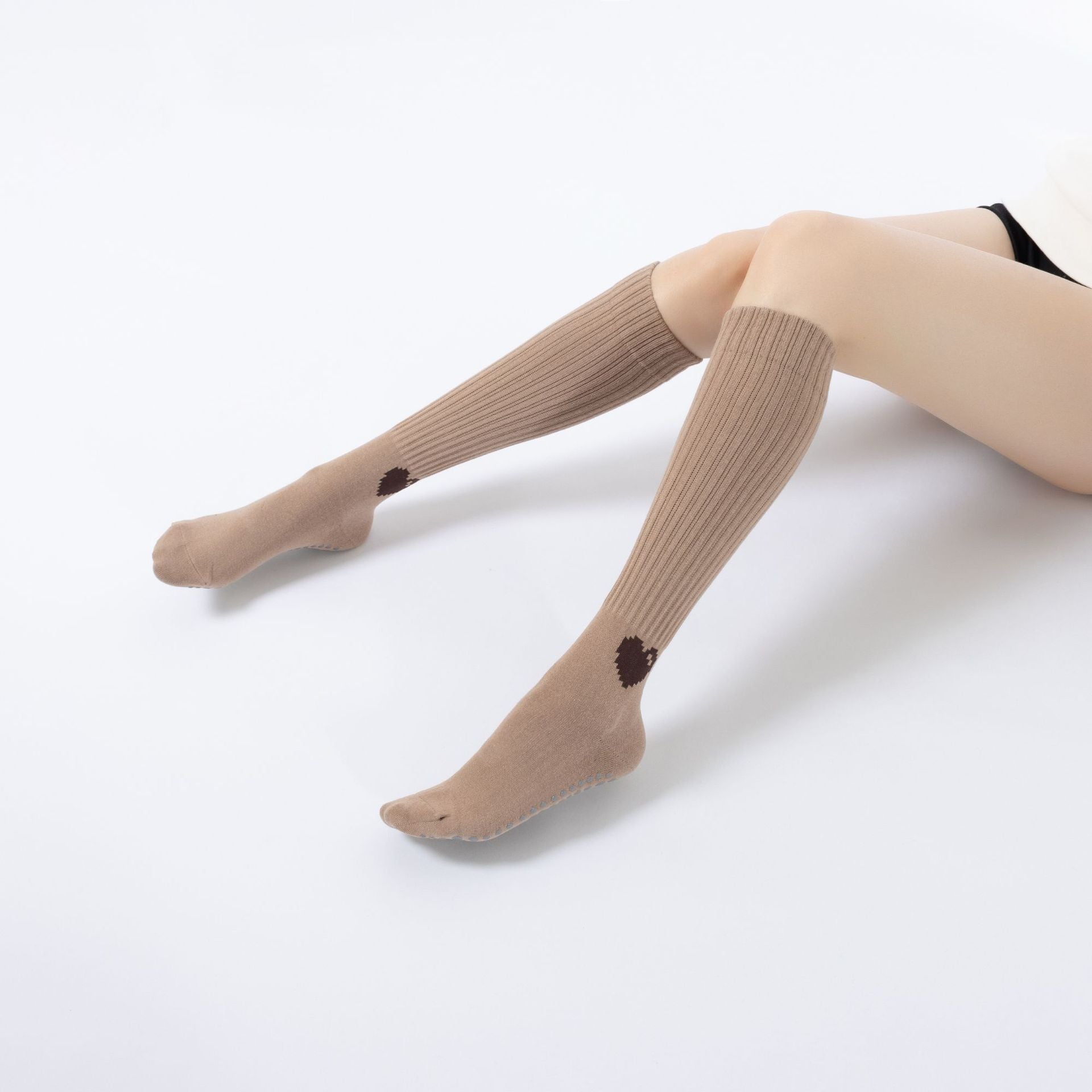 Yogcsde | Women's Mid-Calf Maillard Yoga Socks, Retro Pilates Socks with Non-Slip Slimming Fit