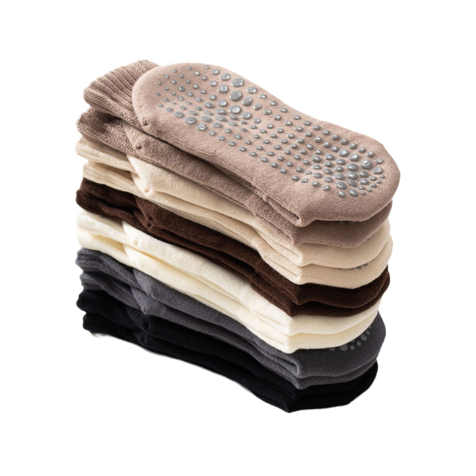 Yogcsde | Women's Retro Maillard-Colored Yoga Calf Socks, Thick Non-Slip Mid-Calf Socks for Fitness