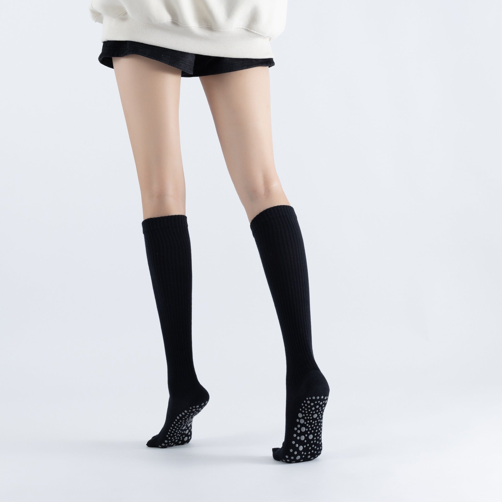 Yogcsde | Women's Mid-Calf Five-Toe Compression Yoga Socks, Non-Slip Pilates Socks in Solid Color