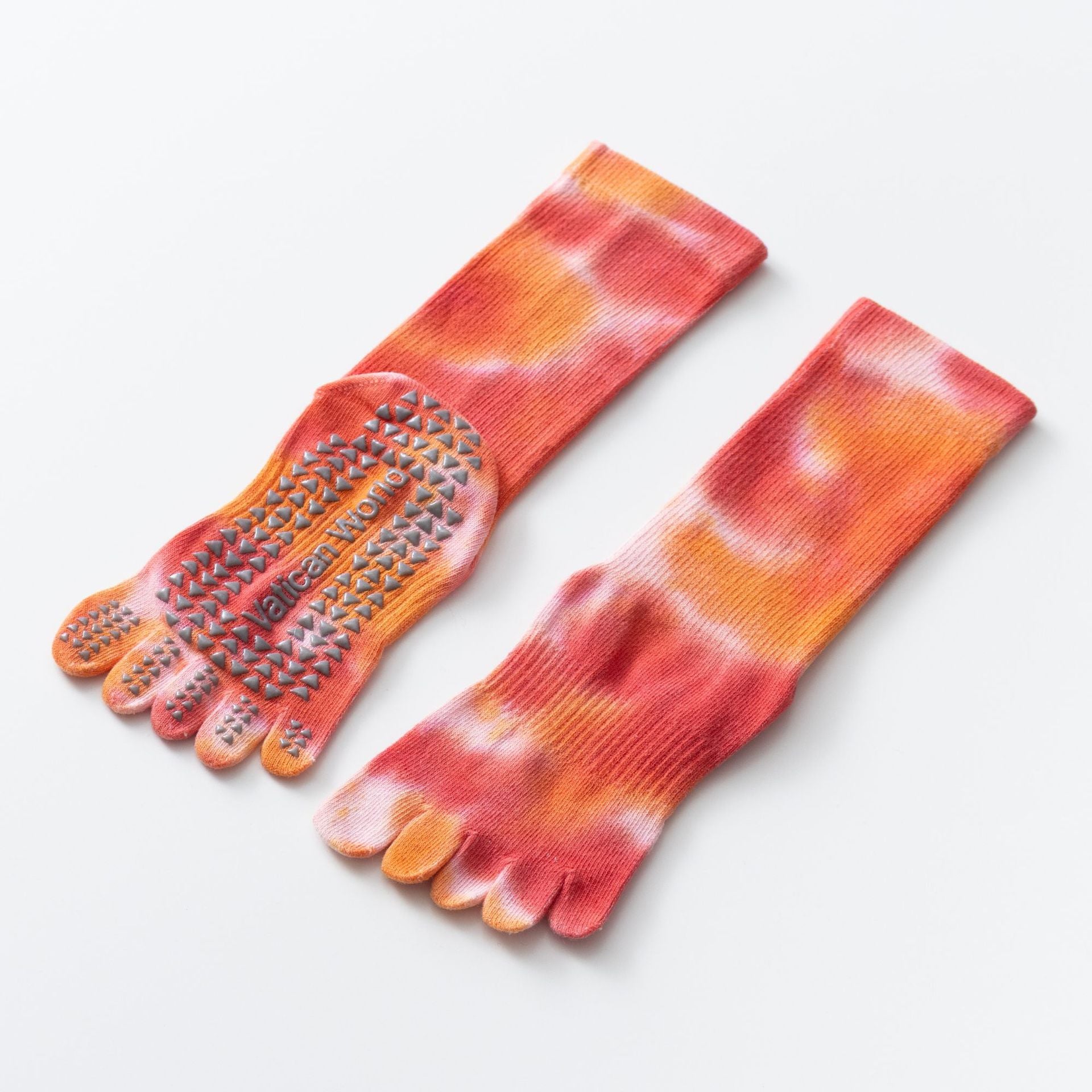 Yogcsde | Women’s Autumn & Winter Tie-Dye Five-Toe Yoga Socks – Mid-Calf Design for Pilates & Indoor Fitness